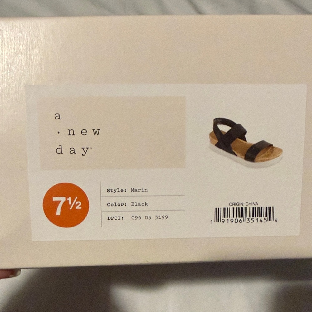 A New Day Black Strap Sandals